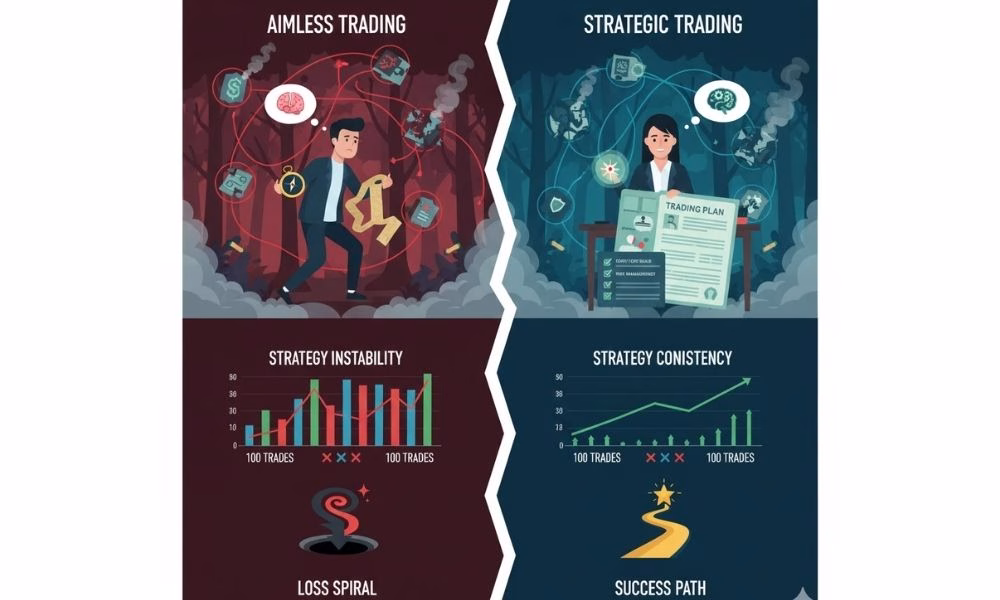 2. نبود برنامه معاملاتی و استراتژی مشخص